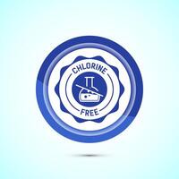 Chlorine free icon design illustration, Chlorine free label, badge, sign, symbol, Blue color button design vector