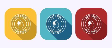Fat free icon. Zero fat circle badge label in shadow button design vector