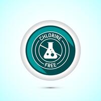 Chlorine free icon design illustration, Chlorine free label, badge, sign, symbol, Teal color shadow button design vector