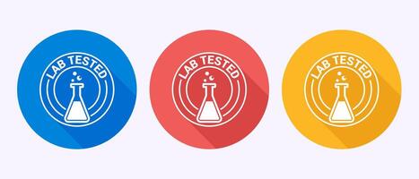 Lab tested icon design illustration. Laboratory testing product quality certificate symbol in shadow button design vector