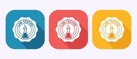 Lab tested icon design. Laboratory testing product quality certificate symbol in shadow button design vector