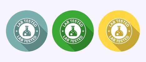 Lab tested icon illustration. Laboratory testing product quality certificate sign in shadow button design vector