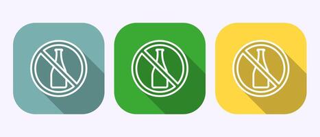 Alcohol free icon design illustration, No alcohol symbol in shadow button design vector