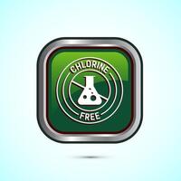 Chlorine free icon design illustration, Chlorine free label, badge, sign, symbol, Green color square button design vector