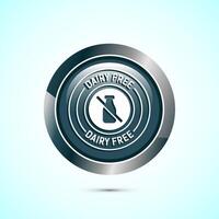 Dairy free icon design illustration, Dairy free badge label, Healthy food concept, Gray color round button design vector