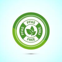 PFAS free icon design illustration, PFAS free label, badge. Proper nutrition. Green color button design vector