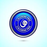 Chlorine free icon design illustration, Chlorine free label, badge, sign, symbol, Blue color round button design vector