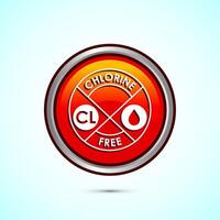 Chlorine free icon design illustration, Chlorine free label, badge, sign, symbol, Orange color round button design vector