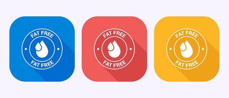 Fat free icon design. Zero fat circle label in shadow button design vector