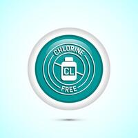 Chlorine free icon design illustration, Chlorine free label, badge, sign, symbol, Teal color round button design vector