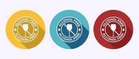 Alcohol free icon, No alcohol sign symbol in shadow button design vector