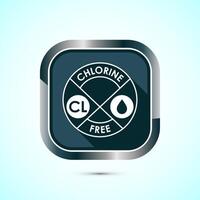 Chlorine free icon design illustration, Chlorine free label, badge, sign, symbol, Gray color shadow button design vector