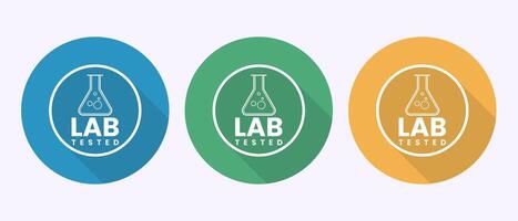 Lab tested icon. Laboratory testing product quality certificate sign in shadow button design vector