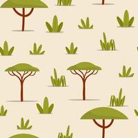 Savanna Tree and Grass Pattern vector