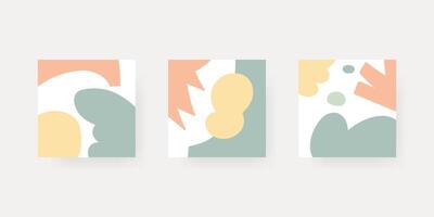 Three cards with abstract shapes and colors vector