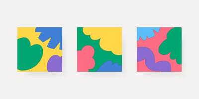 Three colorful abstract shapes on a white background vector