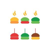 A grid layout of various color burger on white background vector