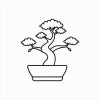 A bonsai tree in a simple pot on white background vector