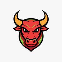 Bull Head Mascot Logo Icon Design on White Background Powerful and Aggressive Symbol vector