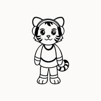 Cute little tiger isolated on white background vector