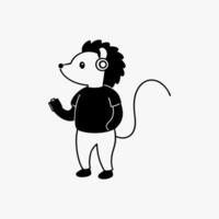 Hedgehog in a were headphone on white background vector