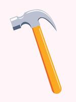 Illustration of a claw hammer featuring a metallic gray head and a bright orange handle vector