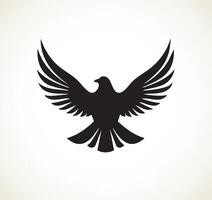 silhouette of a flying dove with spread wings vector