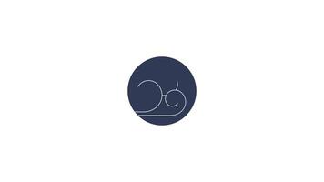 Air element symbol with swirling wind 2D cartoon round sticker animation. Movement, freedom, breath. Healing ayurveda. Natural forces animated flat colorful circular element 4K isolated on white video