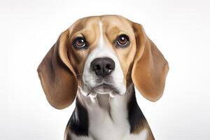 A beagle dog is looking at the camera photo