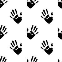 Seamless pattern of ink handprints vector