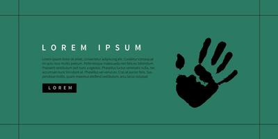 Ink handprint on green background vector