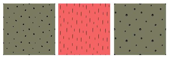 Set of seamless patterns with ink black dots vector