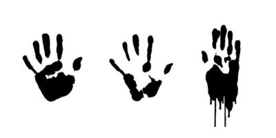 Set of ink handprints on white background vector