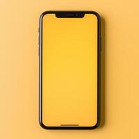 Iphone x mockup on yellow background photo
