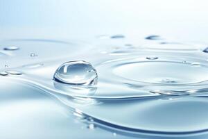 Water droplets on a surface with blue background photo