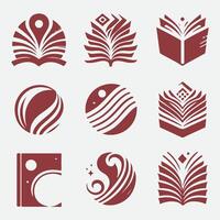 Leaf And Lines Abstract Book Page Collection Logo vector
