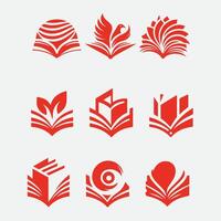 Leaf Abstract book page Collection Logo Design vector