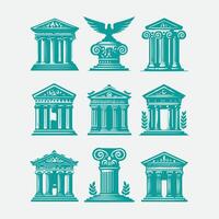 Ancient Stone Classical Cloumn Collection Logo vector