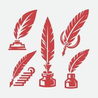 Quill And Script And Inkwell Collection Logo vector