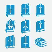 Sword of the Ancients Sword books collection logo vector
