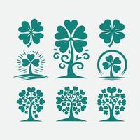 Clover Roots Shamrock tree collection logo vector
