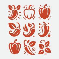 Fiery Flavor Pepper collection logo vector