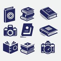 Frame of Knowledge Camera books collection logo vector
