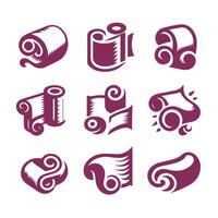 Ancient Pages Open Scrolls Book collection logo vector