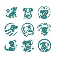 Wagging Buddy Friendly Dog collection logo vector