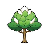 Evergreen Magnolia Tree Bold Artistic Outline vector