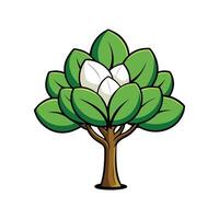 Stylish Outline of Evergreen Magnolia Tree vector