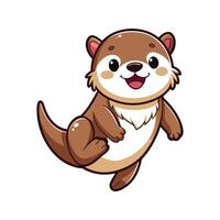 Playful Baby Otter Floating Art vector