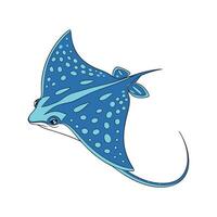 Beautiful BlueSpotted Stingray on White vector