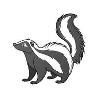 Charming Striped Skunk on Clean White vector